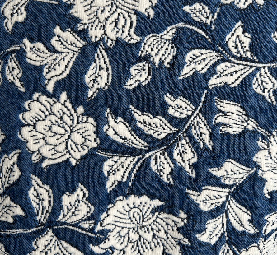 Bloemen blauw jacquard