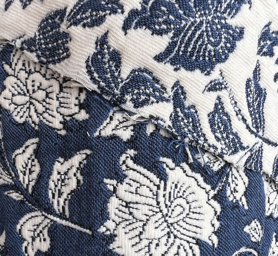 Bloemen blauw jacquard