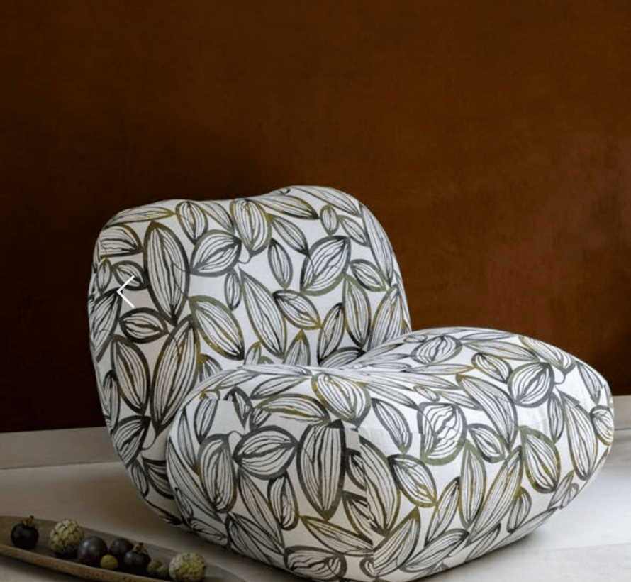 Groene bladeren ecru jacquard