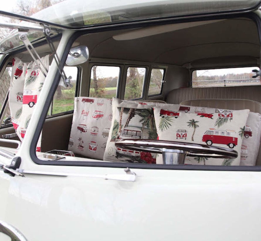Volkswagen bus rood linnenlook