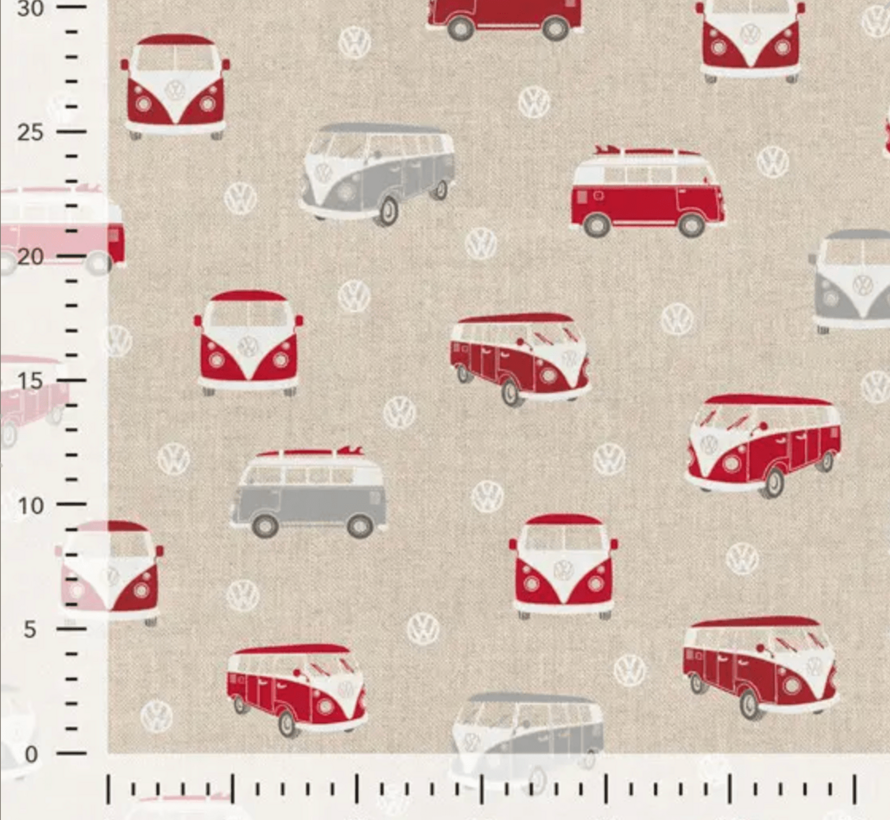 Volkswagen bus rood linnenlook