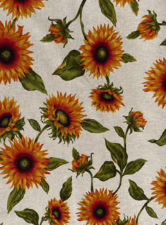 Decostoffen Zonnebloemen linnenlook