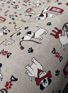 Decostoffen Hondenprint linnenlook