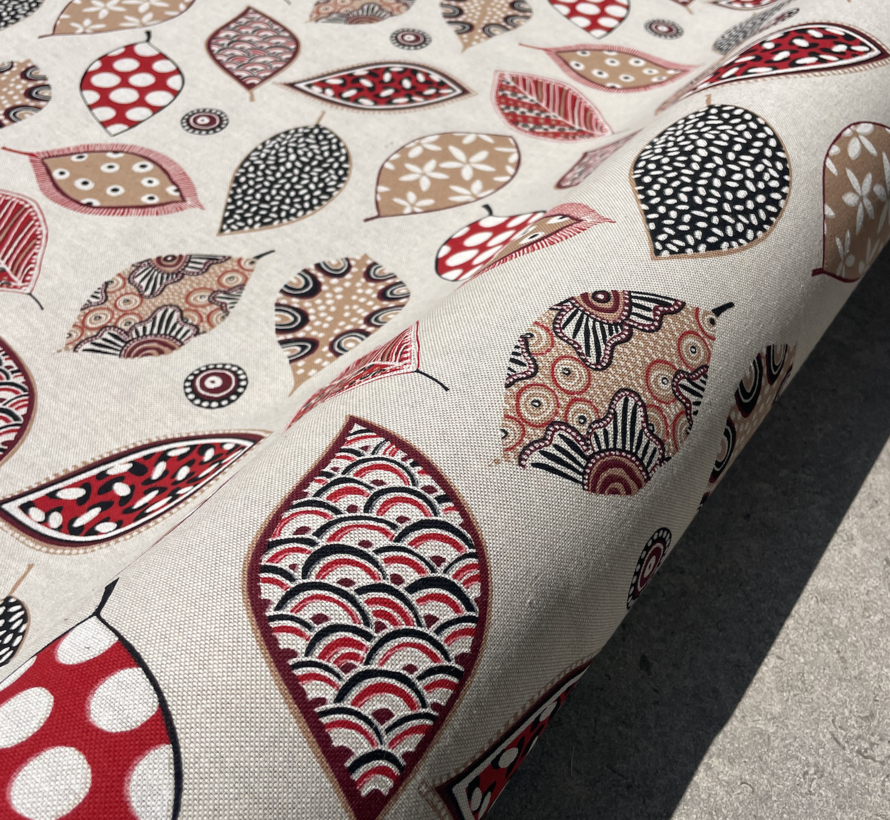 Bladeren print linnenlook