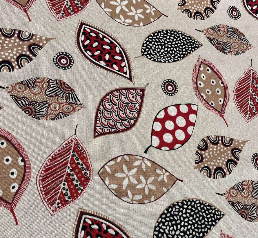 Bladeren print linnenlook