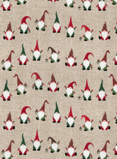 Decostoffen Kerstkabouters linnenlook