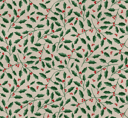 Decostoffen Kersttakken groen rood linnenlook