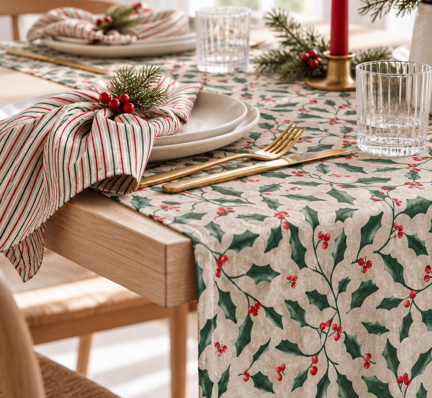 Kersttakken groen rood linnenlook
