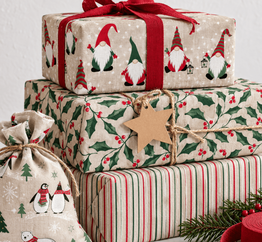 Kersttakken groen rood linnenlook