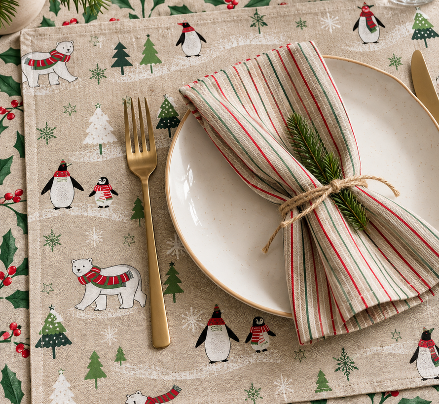 Kersttakken groen rood linnenlook