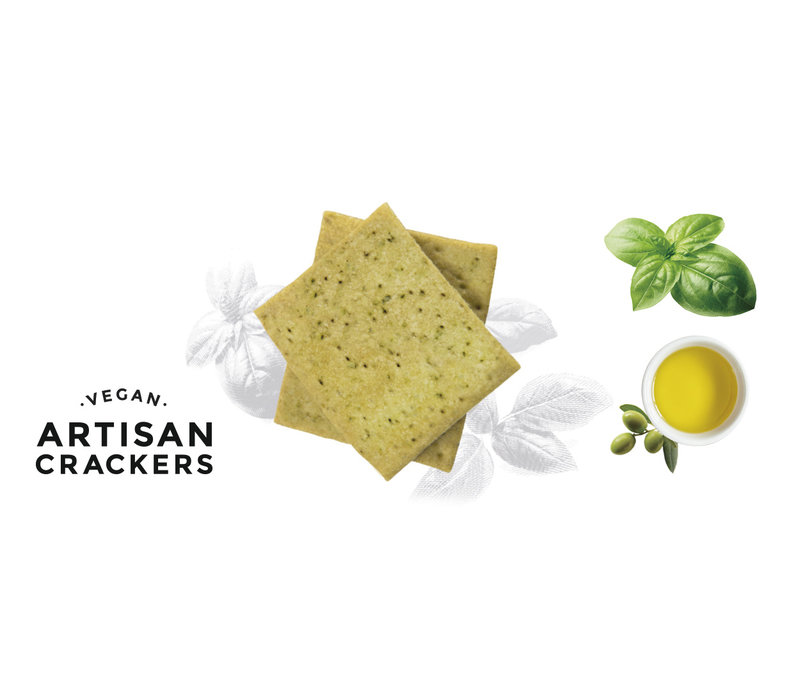 Handgemaakte vegan crackers met basilicum (130g)