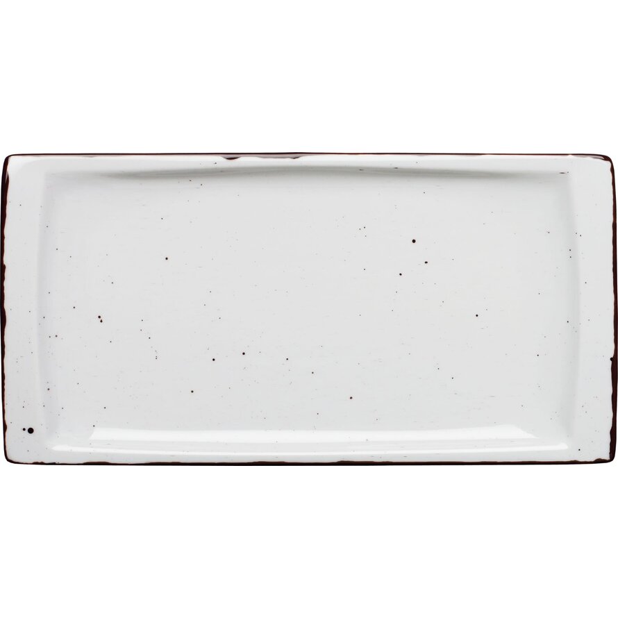 Porzellanserie "Granja" weiß Platte flach eckig, 18x36 cm