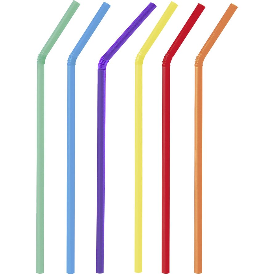 Trinkhalme aus Papier Flexhalme, farbig gemischt 24cm