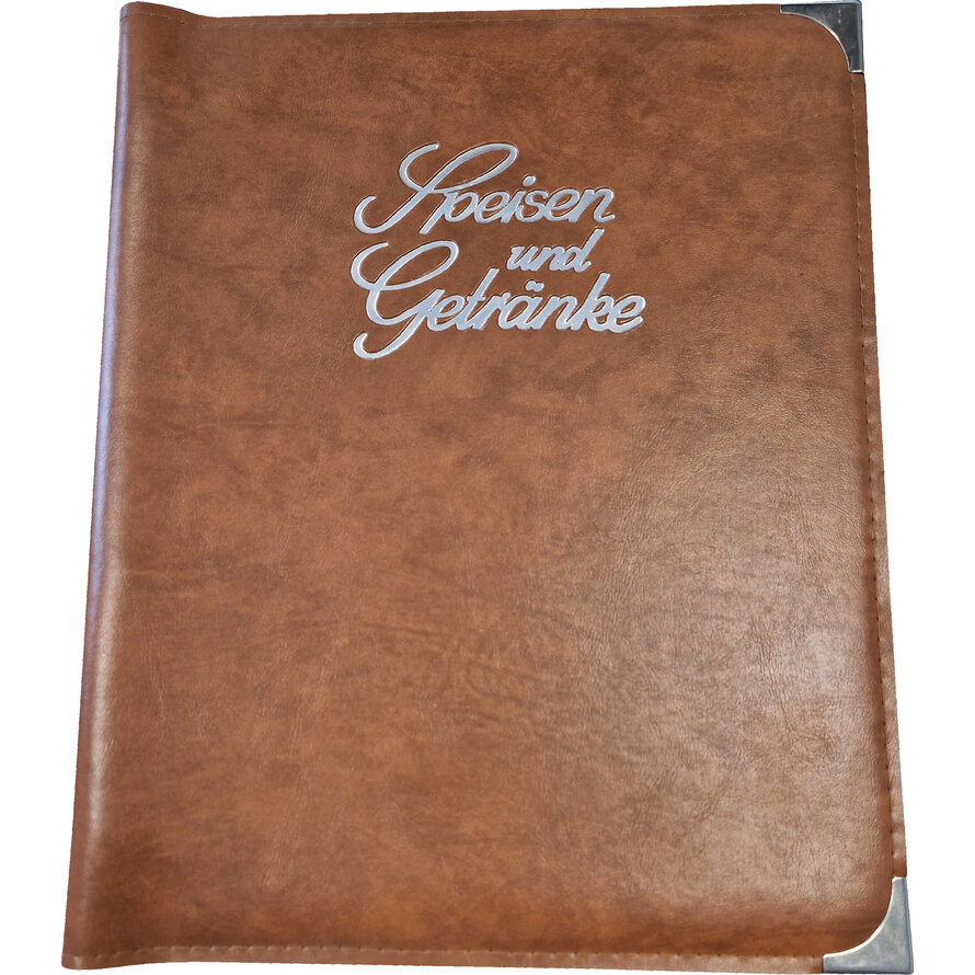 Speisekarte, Metallecken silber Speisekarte