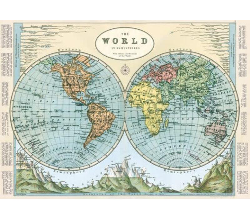 Cavallini - Hemispheres Map 2 - Wrap/Poster