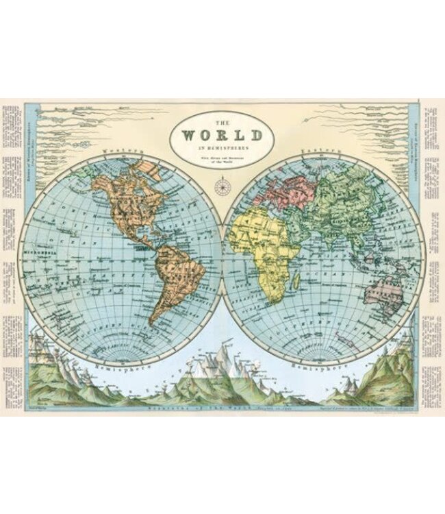 Cavallini Papers & Co - Hemispheres Map 2 - Wrap/Poster