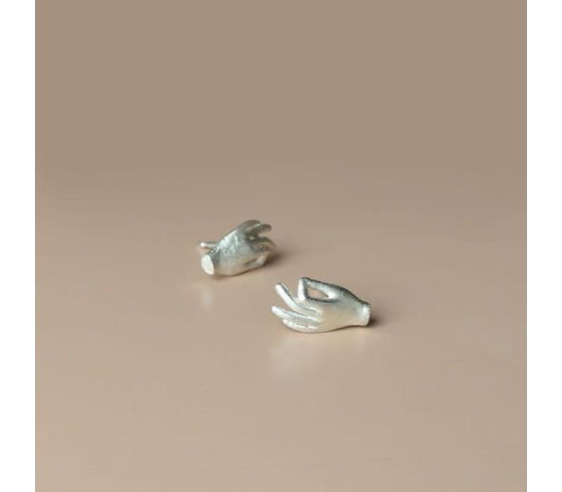 Ame Jewels - Gyan Mudra Hands - Silver Earrings