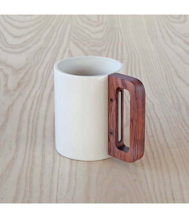 Matimañana - Mug with Wooden Handle - White