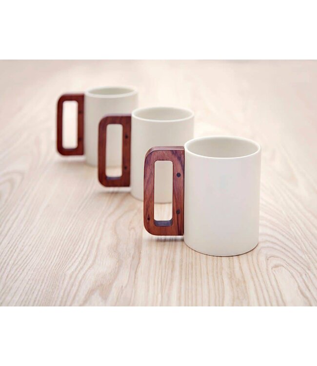 Matimañana - Mug with Wooden Handle - White