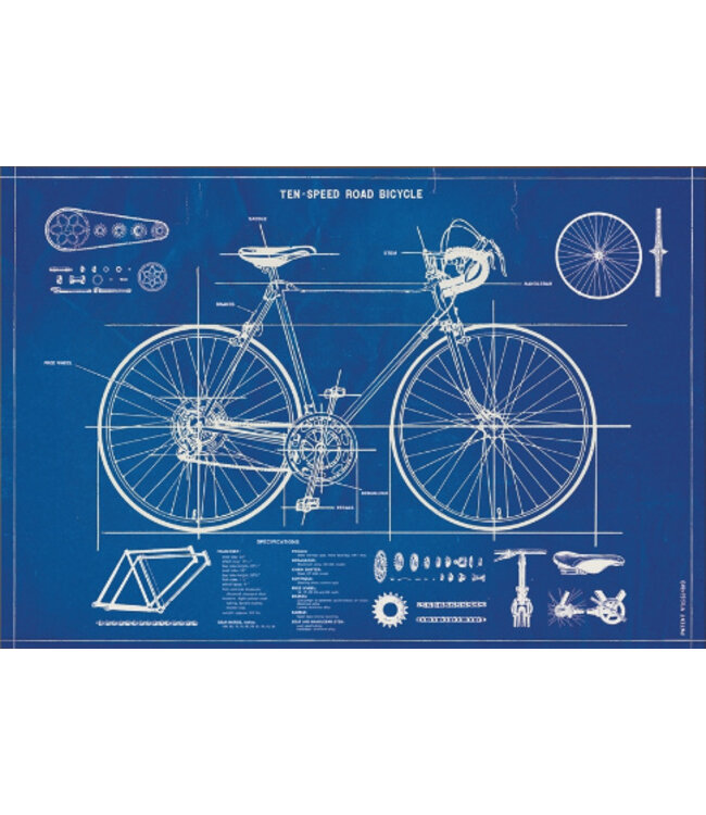 Cavallini - Bicicleta Azul - Papel Regalo/Póster