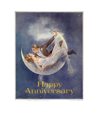 Laughing Elephant - 1920’s Couple In Crescent Moon - Greeting Card