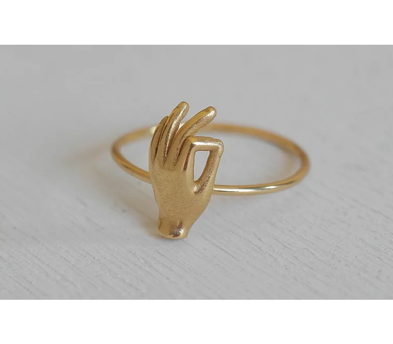 Ame Jewels - Gyan Mudra Hand - Gold Plated SIlver Ring