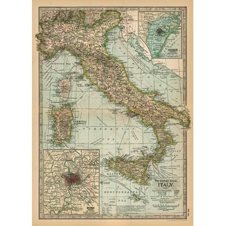 Cavallini - Italia Mapa - Papel Regalo/Póster