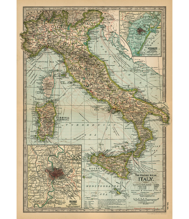 Cavallini - Italia Mapa - Papel Regalo/Póster