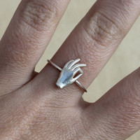Ame Jewels - Gyan Mudra Hand - Gold Plated SIlver Ring