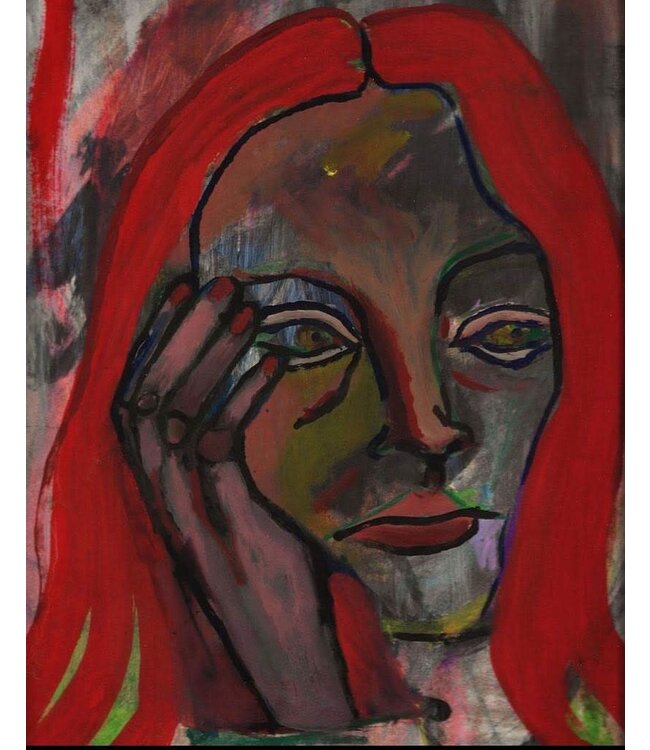 Alicia Borssen Alicia Borssen - Self Portrait (Red Haired Hand in Face) - A3