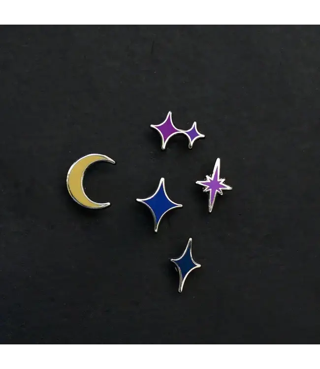 The Gray Muse The Gray Muse - Mini Stars and Moon - Enamel Pin