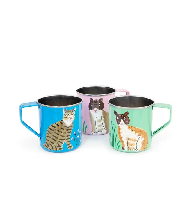 Helio Ferretti Helio Ferretti - Tazas de Gato - Pintadas a mano - Azul