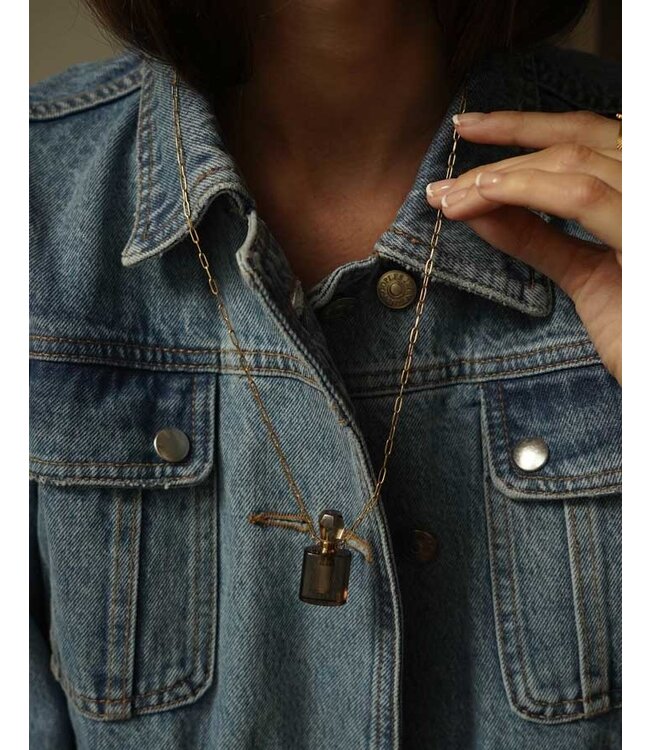 7bis 7bis - Steel Rectangle Perfume Bottle - Necklace