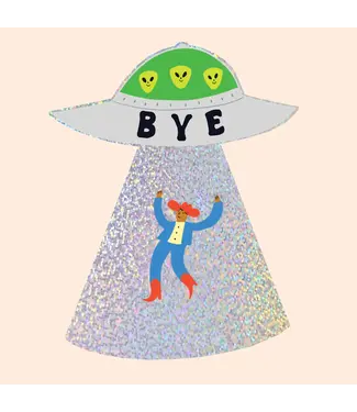 Little Black Cat Little Black Cat - 'Bye' Cowboy UFO Glitter Sticker
