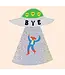 Little Black Cat Little Black Cat - 'Bye' Cowboy UFO Glitter Sticker