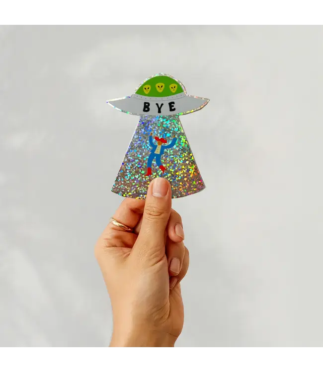 Little Black Cat Little Black Cat - 'Bye' Cowboy UFO Glitter Sticker