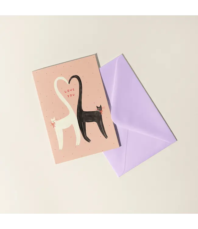 Little Black Cat Little Black Cat - Heart Tails Cats Love Card