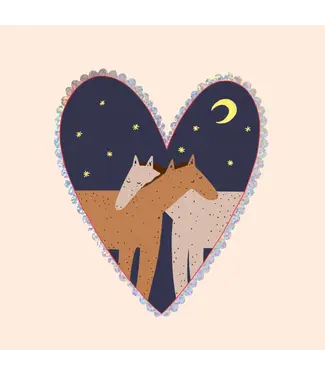 Little Black Cat Little Black Cat - Hugging Horses Glitter Sticker