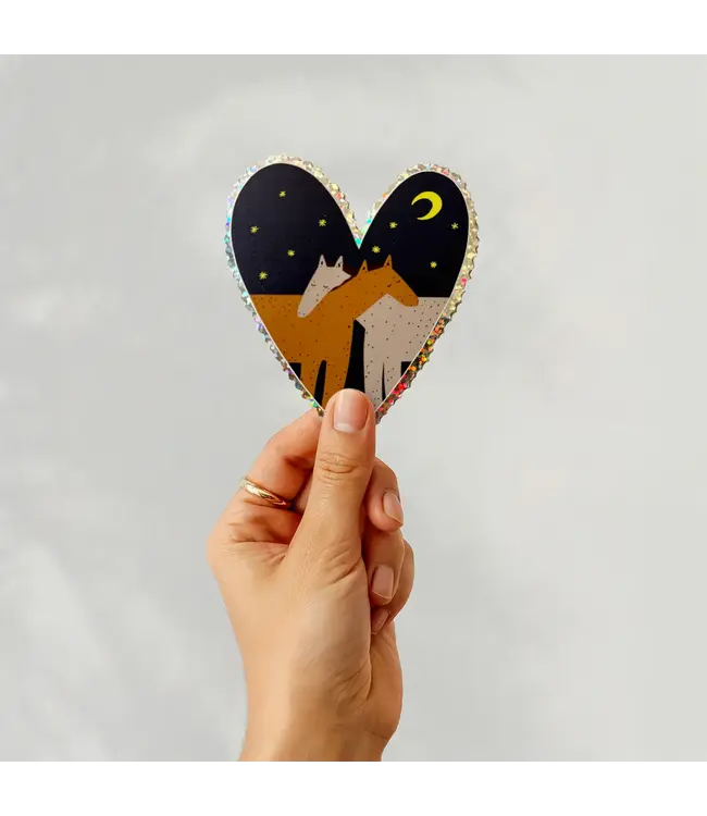 Little Black Cat Little Black Cat - Hugging Horses Glitter Sticker