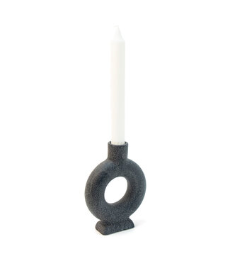 Helio Ferretti Helio Ferretti - Black Oval Ceramic Candle Holder - Hand Painted