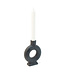 Helio Ferretti Helio Ferretti - Black Oval Ceramic Candle Holder - Hand Painted