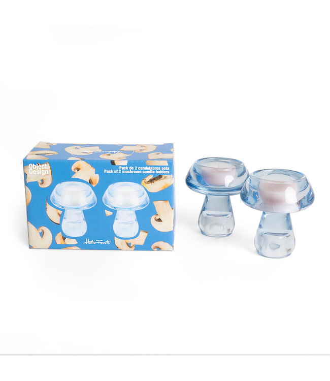 Helio Ferretti Helio Ferretti - Pack of 2 Light Blue Mushroom Candle Holders