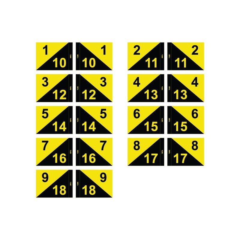 GolfFlags Golf flag, semaphore, numbered, black - yellow