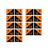 GolfFlags Golffahnen, semaphore, nummeriert, schwarz - orange