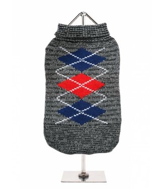 Urban Pup Urban Pup Charcoal Grey / Red Argyle Sweater ( S & L )