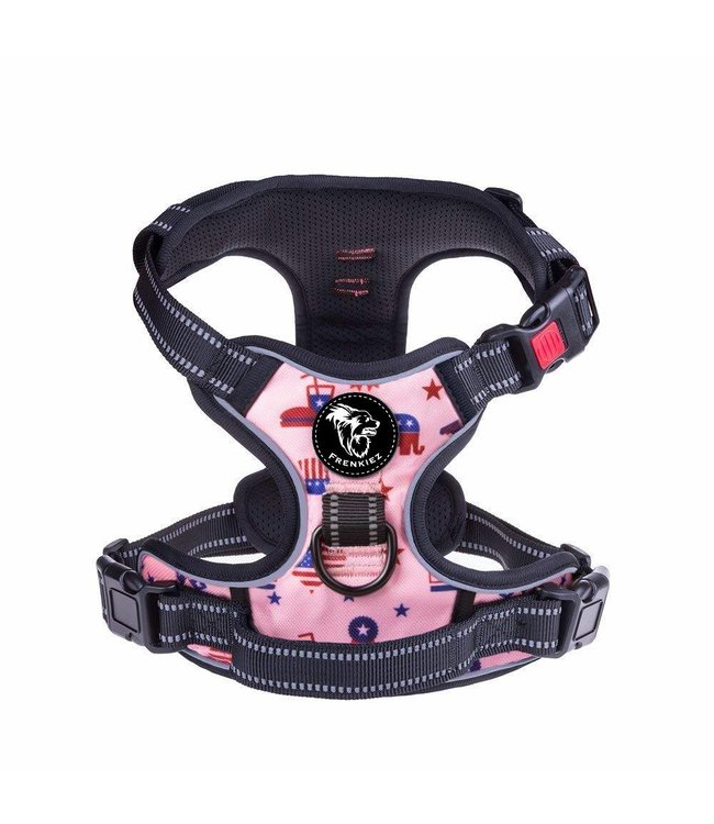 Frenkiez Frenkiez reflective no pull lockable dog harness printing pink ( XS & XL )