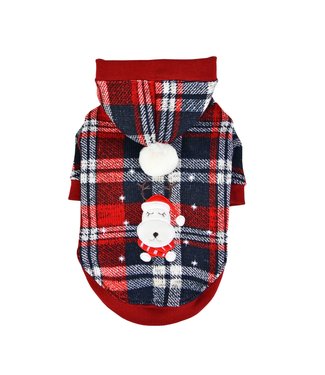 Puppia Puppia Blitzen Kerst Hoodie  Checkered Red