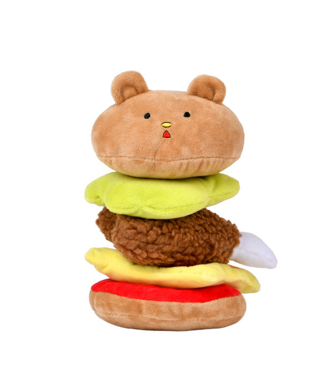 Olchi Olchi Fivedogs Hamburger Plush & Squeaky Dog Toy