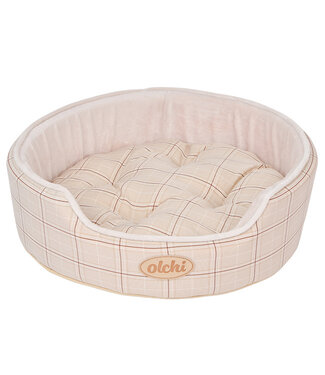 Olchi Olchi Check Circle Bed hondenmand beige
