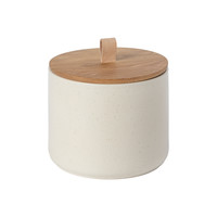 canister with oak wood lid 20cm pacifica creme
